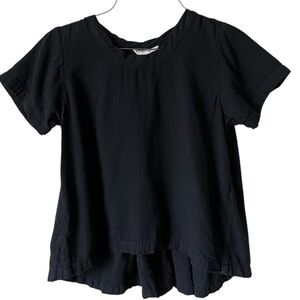 Honest Cotton 100% Cotton Swing Style Short Sleeve Solid Black Boxy Top